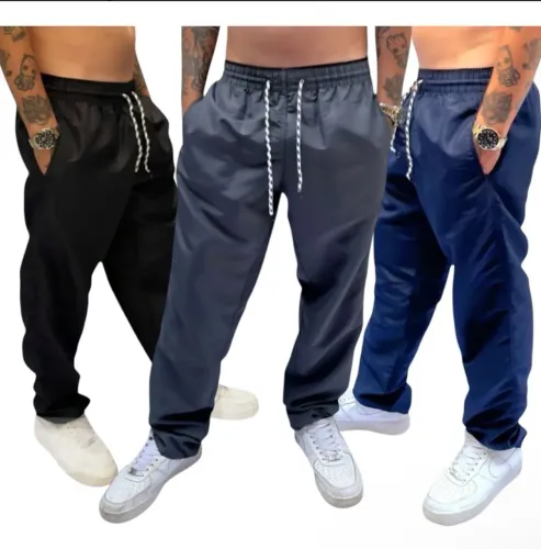 3 Calças Tectel (Azul/Cinza/Preta)