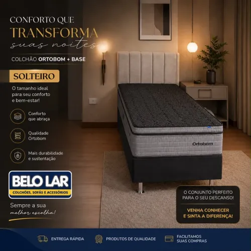 Cama e Colchão Solteiro Ortobom