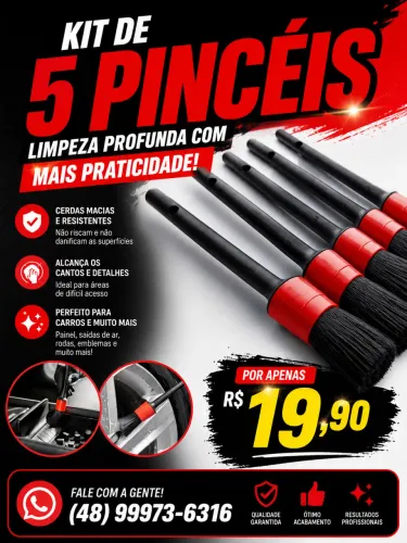 KIT COM 5 PINCÉIS PARA LIMPEZA DETALHADA ?