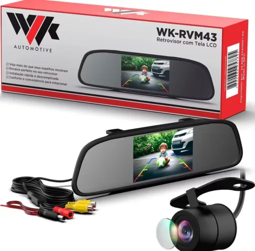Espelho Retrovisor com Monitor LCD + Câmera de Ré WLK AUTOMOTIVE