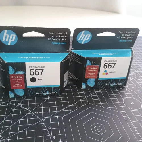 Cartucho De Tinta Hp 667 Deskjet Ink Advantage Cor Preto E Colorido Do 4 Ml 2 Unidades