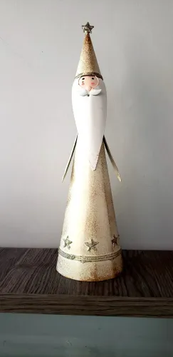 Escultura Papai Noel / Metal - Branco