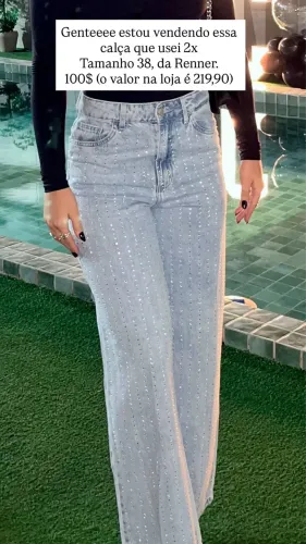 Calça jeans com brilho