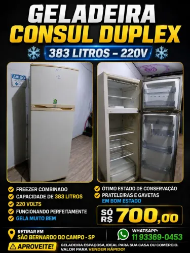Geladeira Consul 220vts duplex funcionando perfeitamente só 700 reais