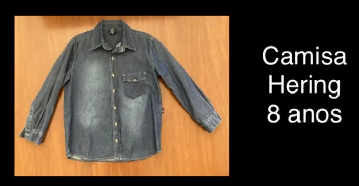 Camisa jeans Hering manga comprida infantil