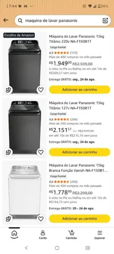 Máquina de lavar Panasonic 15kg