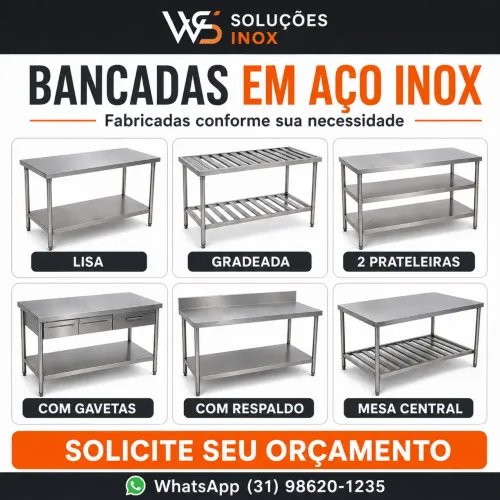 Bancadas em aço inox sob medida