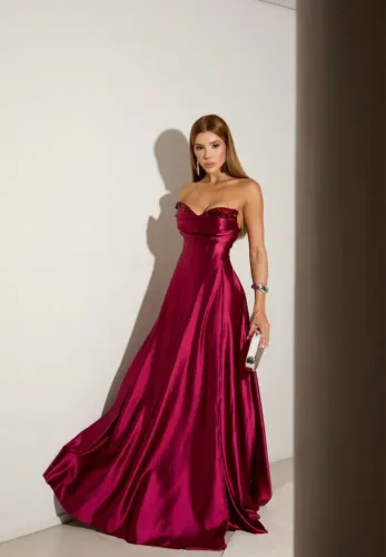 vestido longo marsala tomara que caia