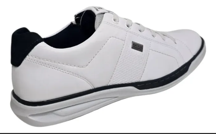 Sapatênis Casual Couro Zíper Pegada Branco