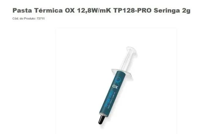 Pasta térmica OX 12,8w/mK TP128-PRO Seringa 2g