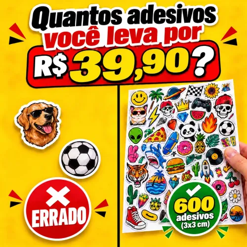 600 Adesivos Personalizados R$ 39,90 | À Prova d'Água | Brasília