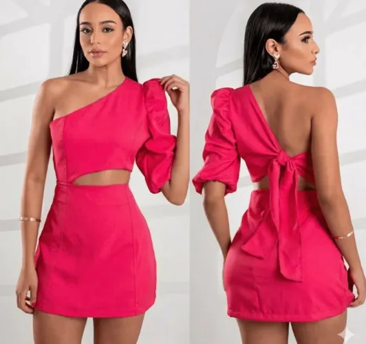 Vestido alfaiataria pink rosa