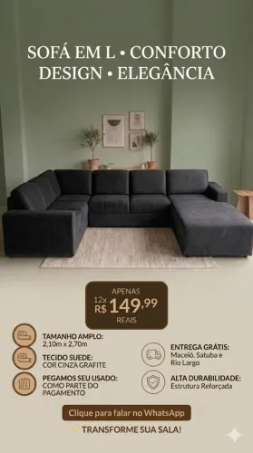 Sofá canto em U 6 lugares (NOVO)