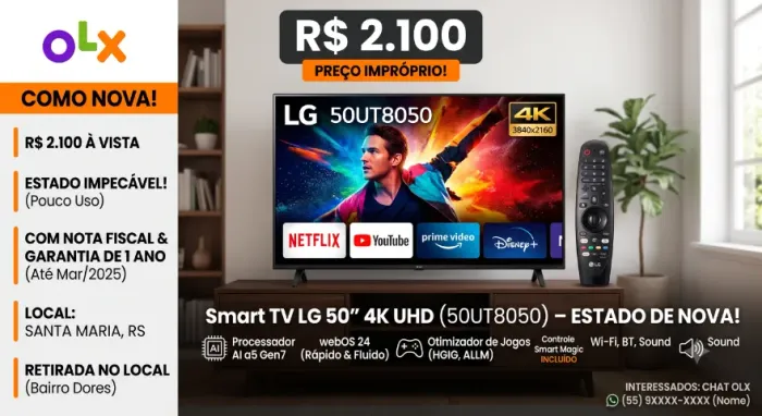 Smart TV LG 50" 4K versão 2026 - Praticamente Nova + Controle Magic