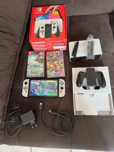 Nintendo Switch OLED controle e jogos originais