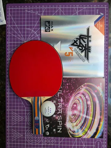Raquete de tênis de mesa Loki K1 carbonada TornadoV5+T88ultraSpin. 