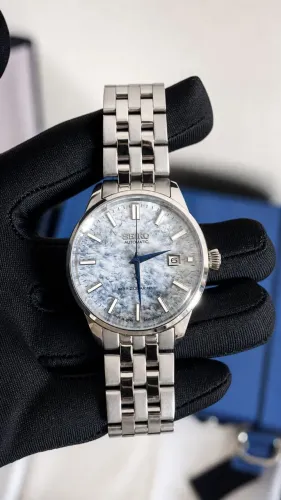 Seiko Presage Automático Open Caseback Dial Ice Blue Safira Premium