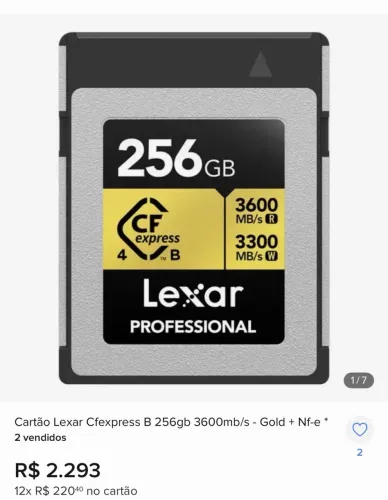 CARTÃO CF EXPRESS 256G TYPE B GOLD