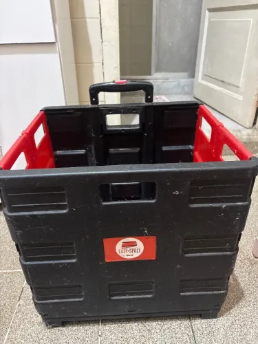 Carrinho Compras Dobrável Portátil Multiuso Feira Cesto Cor vermelho (Usado)
