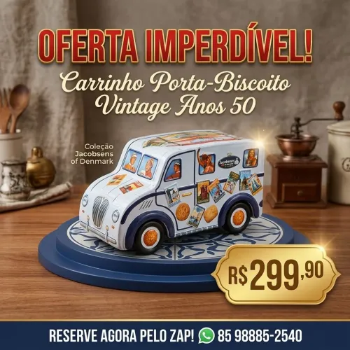 Porta biscoito anos 50 carrinho lata
