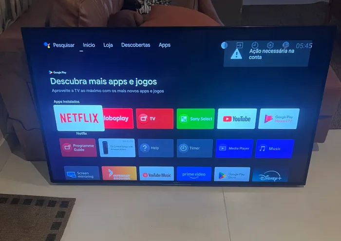 Smart TV Sony 55 polegadas funcionando 