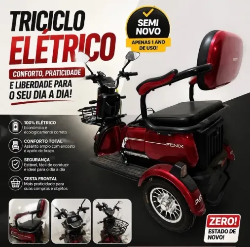 Triciclo elétrico fios fênix motor 750w 48v
