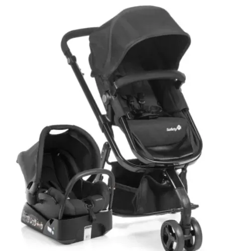 Carrinho com Bebê Conforto Travel System Trio Mobi Full Black - Safety 1St