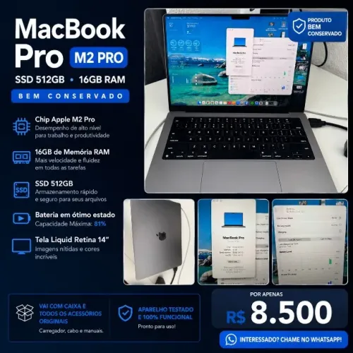 MacBook Pro 14" M2 Pro - Impecável