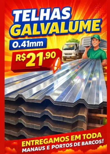 TELHA DE ZINCO GALVALUME R$21,90 0.41mm