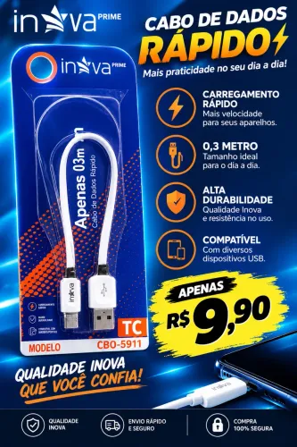 Cabo de carregamento tipo C fio curto ideal para carregamento em moto