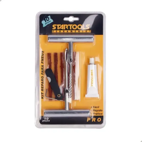 Kit De Reparo P/pneu 6Pcs C/Cola Remendos Escariador E Aplicador