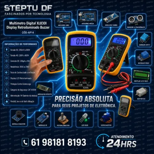 Multímetro Digital Xl830I Display Retroiluminado Buzzer Arduino Automação COD-AP14