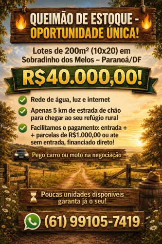 VENDE-SE LOTES SOBRADINHO DOS MELOS