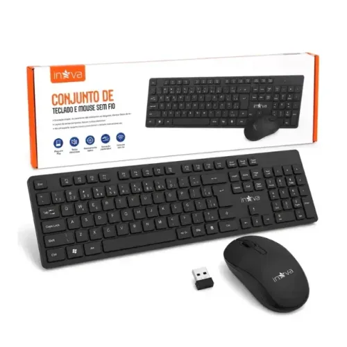 Lacrado Kit de Teclado e Mouse sem Fio INOVA KV-802