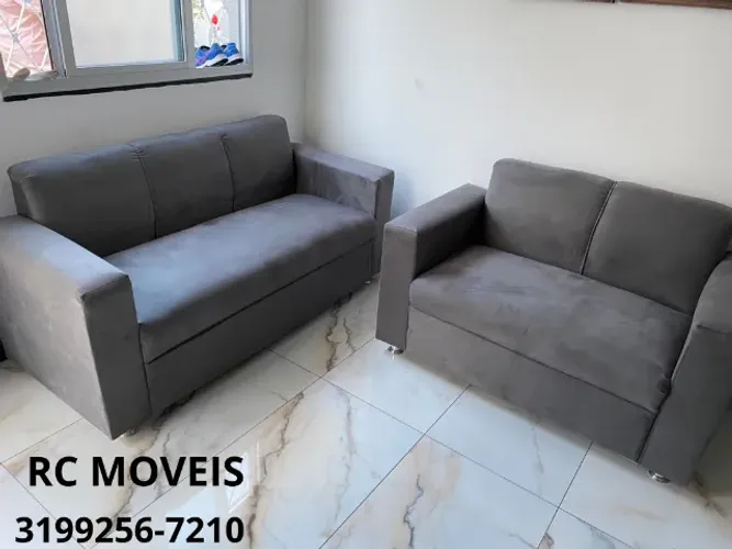 Sofá Uno 2 e 3 Lugares Suede Espuma D33 Direto da Fábrica