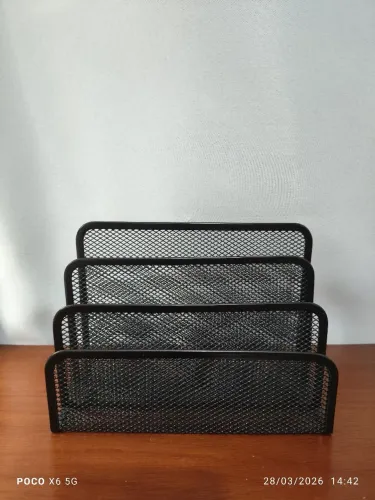 Organizador de mesa de escritório de metal porta papéis 