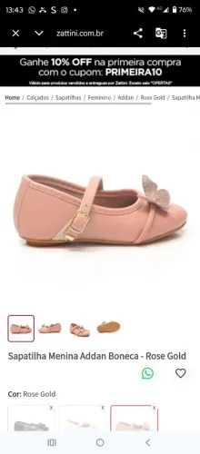 Sapatilha rosa infantil