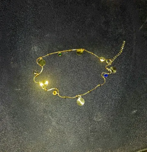 Tornozeleira Feminina, banhada em ouro 