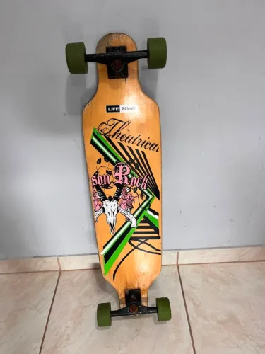 Longboard Life Zone - Madeira, Rodas Verdes