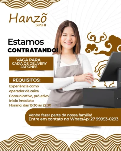 Vaga para Caixa de Delivery