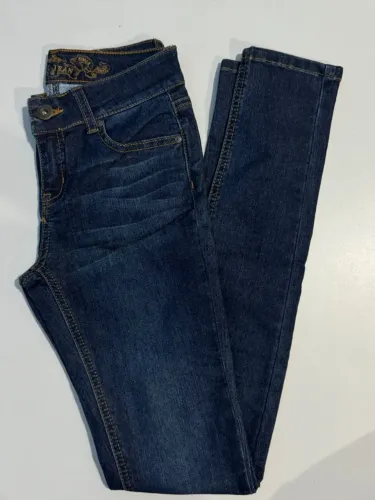 Calça Jeans Wax Jean Feminina Skinny Tamanho 34 Cor Azul Escuro Cintura Média Algodão