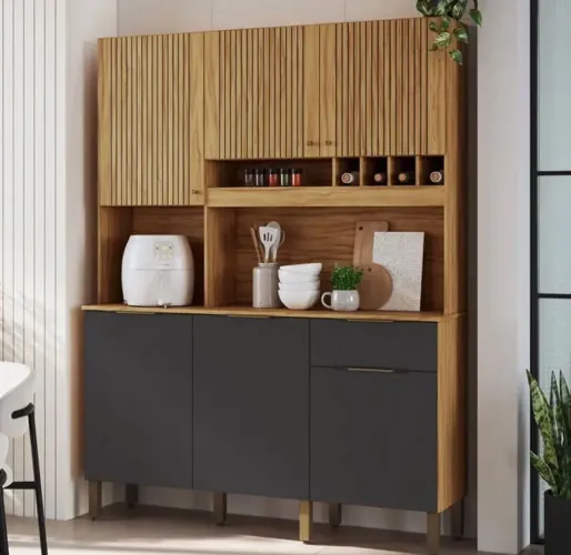 Vendo armário de Cozinha Compacta Com 6 Portas 1 Gaveta E Mini Adega Cm 100%