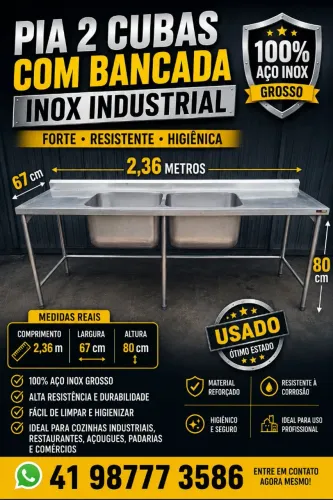 PIA 2 CUBAS INOX INDUSTRIAL EM EXCELÊNTE ESTADO IMPECÁVEL