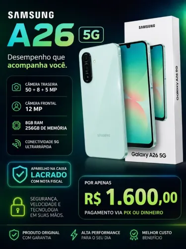 Samsung A26 5G NOVO LACRADO Tem NOTA. Favor Leia o ANÚNCIO