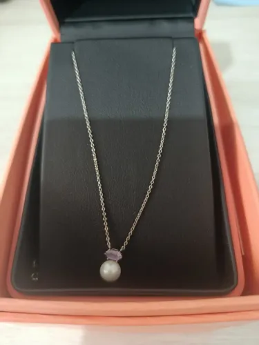 Colar original Vivara em prata 925 com pérola e ametista