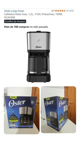 Cafeteira Oster Inox 1,2L 110V OCAF600 (Nova e Lacrada na Caixa)