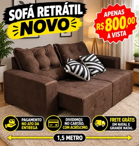 Sofá retrátil lindo a venda, com frete grátis em Natal e grande Natal.