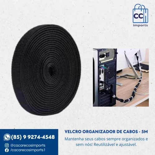 Velcro Organizador de Cabos - preto 5m