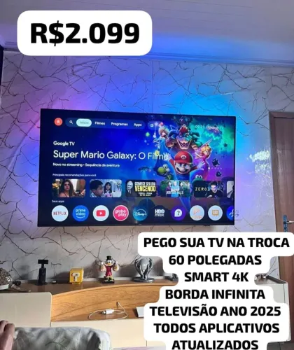 60 POLEGADAS SMART 4K ANDROID BORDA INFINITA BLUETOOTH FAÇO ENTREGA DEIXO INSTALADA