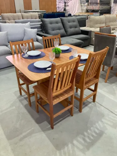 MESA LAMINADA 1,20 COM 4 CADEIRAS MACIÇAS 